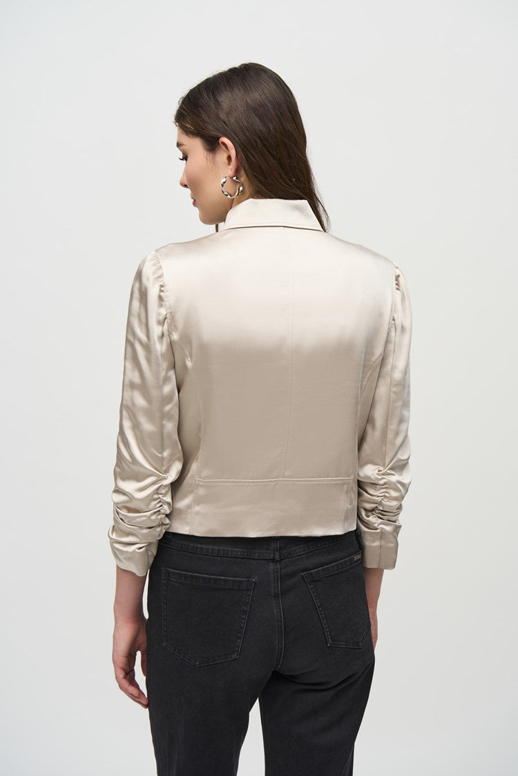 Satin Moto Jacket - Moonstone