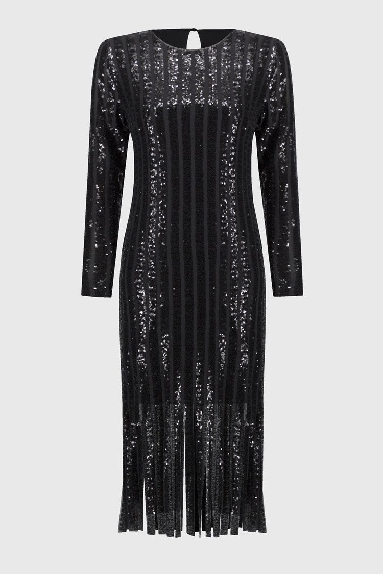 Sequined Midi Dress - Black