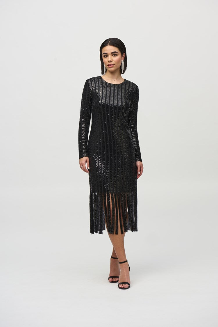 Sequined Midi Dress - Black