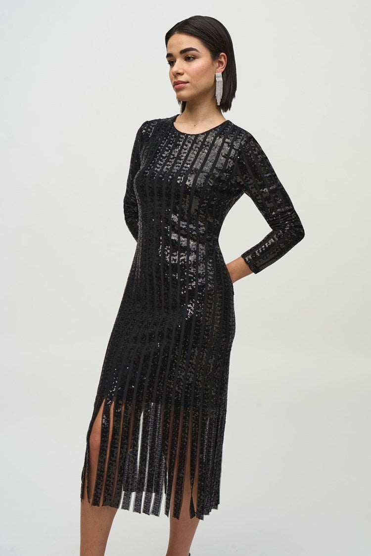 Sequined Midi Dress - Black