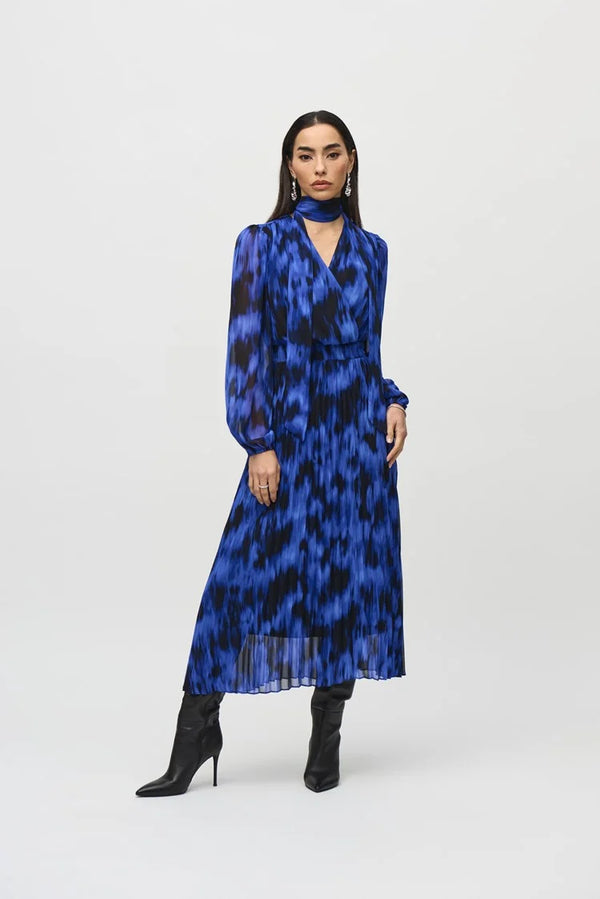 Abstract Print Dress - Royal Sapphire/multi