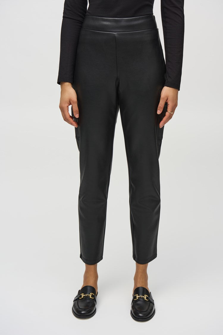 Leatherette Slim Trousers - Black