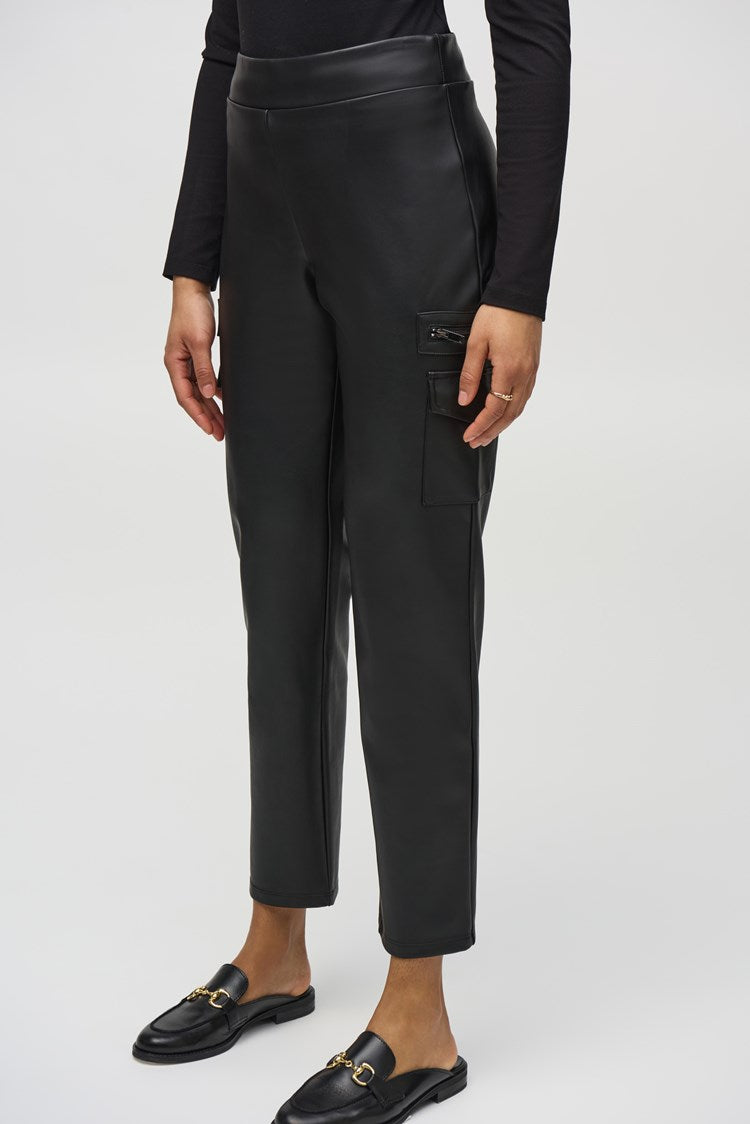 Leatherette Slim Trousers - Black