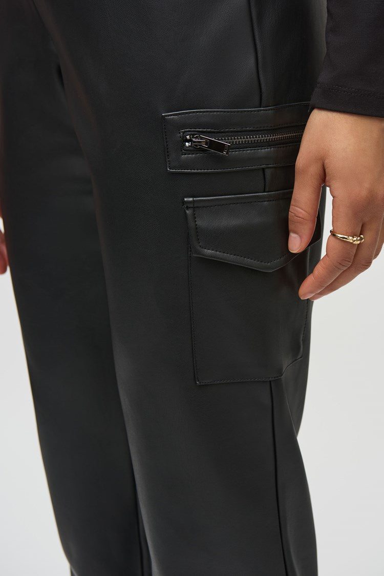 Leatherette Slim Trousers - Black