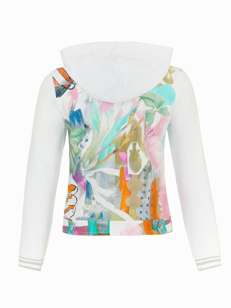 Two In One Pastel Print Hooded Jacket - White