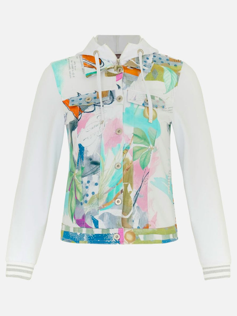 Two In One Pastel Print Hooded Jacket - White