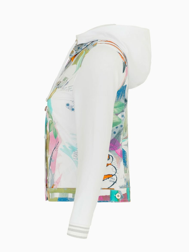 Two In One Pastel Print Hooded Jacket - White