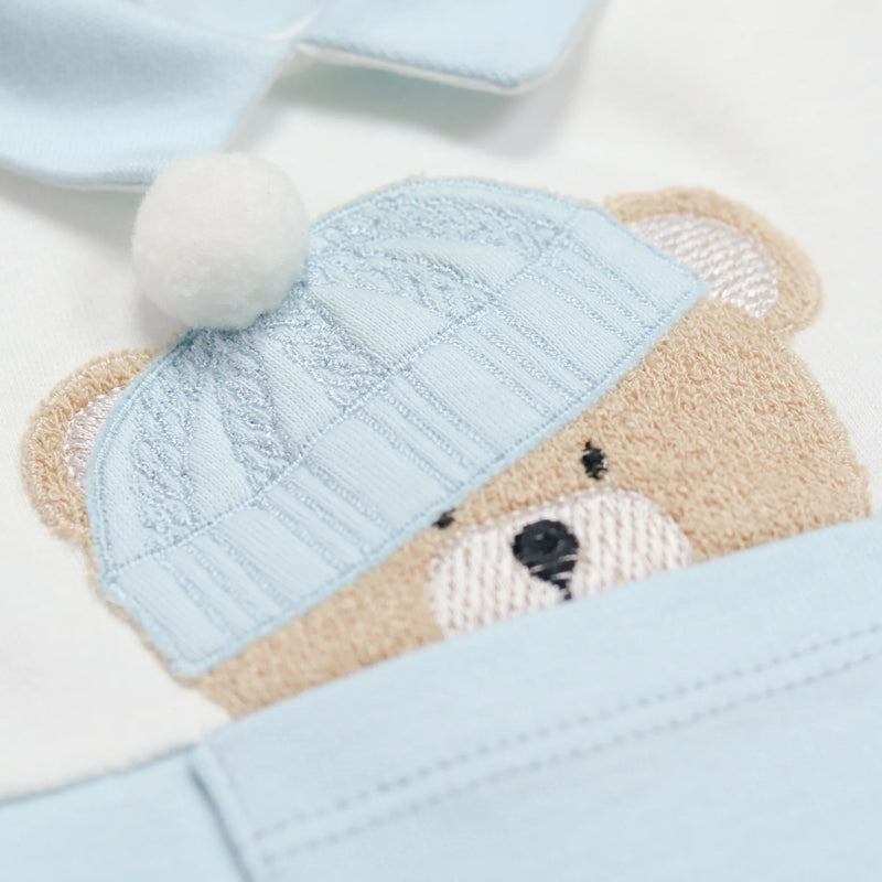 All In One Bear Applique - Pale Blue