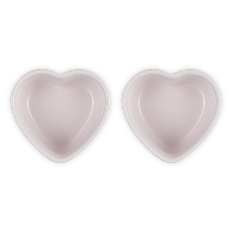 Set of 2 Heart Ramekins - Shell Pink