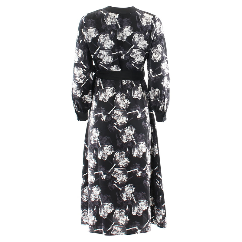 Thalia Midi Dress - Black Floral