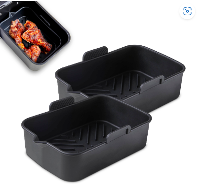 2 Rectangular Solid Air Fryer Trays