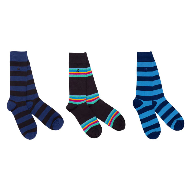 3 Pairs Stripe Gift Set - Blue Stripe