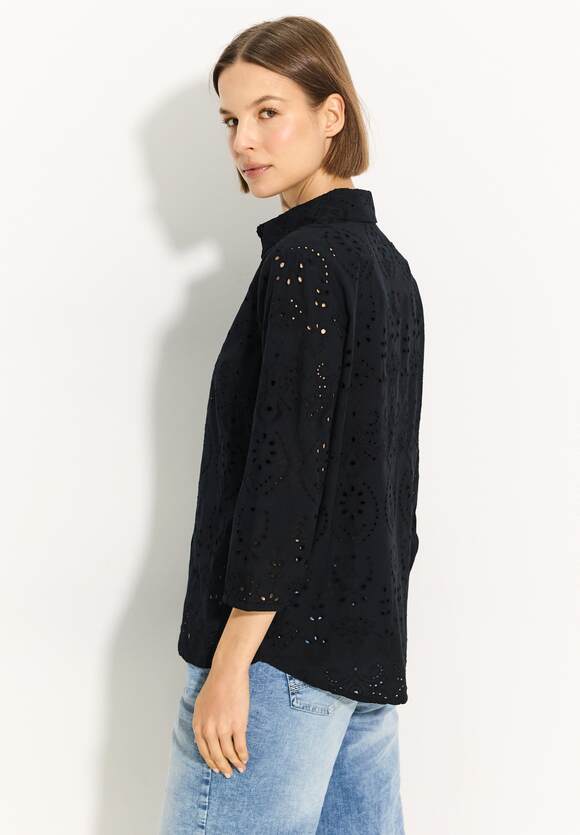 Solid Embroidery Blouse - Black