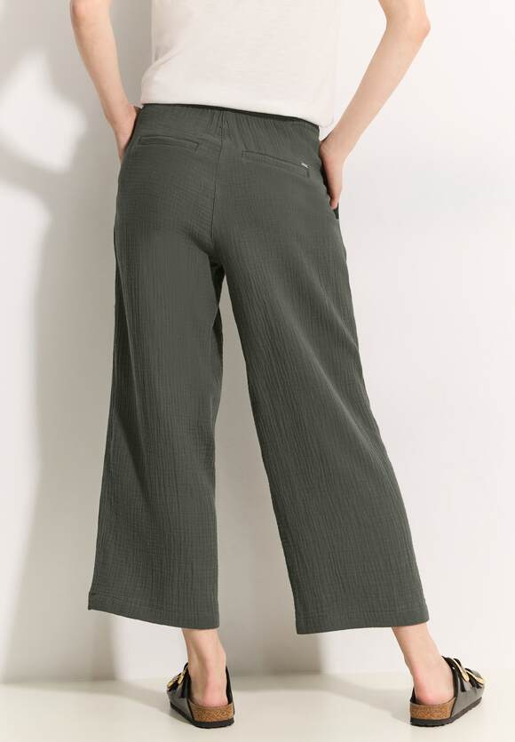 Neele Musselin Crop Trousers - Cool Khaki