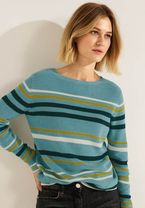 Structured Stripe Jumper - Reef Blue Melange