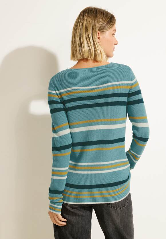 Structured Stripe Jumper - Reef Blue Melange