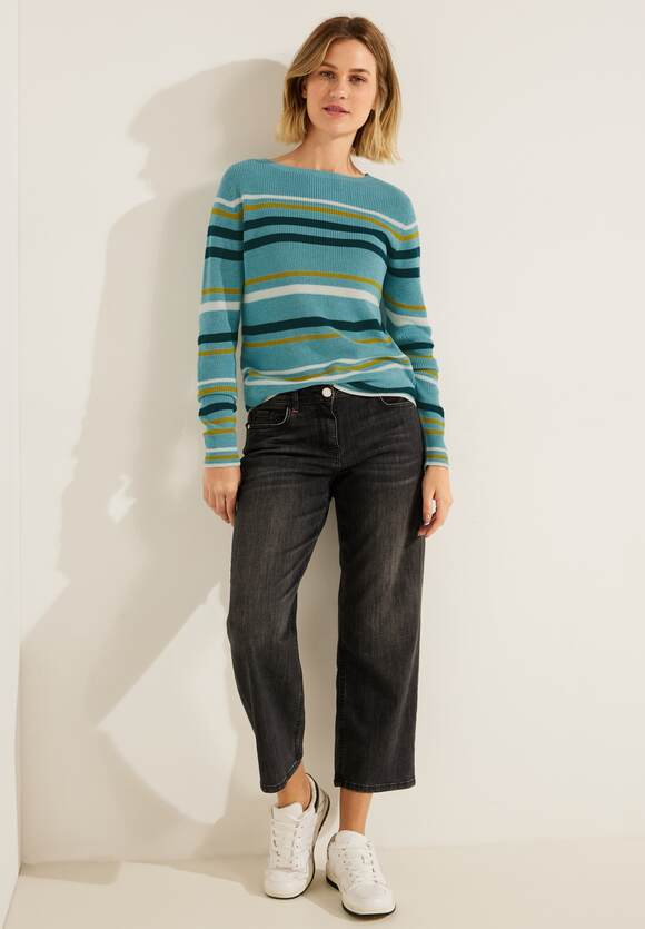 Structured Stripe Jumper - Reef Blue Melange