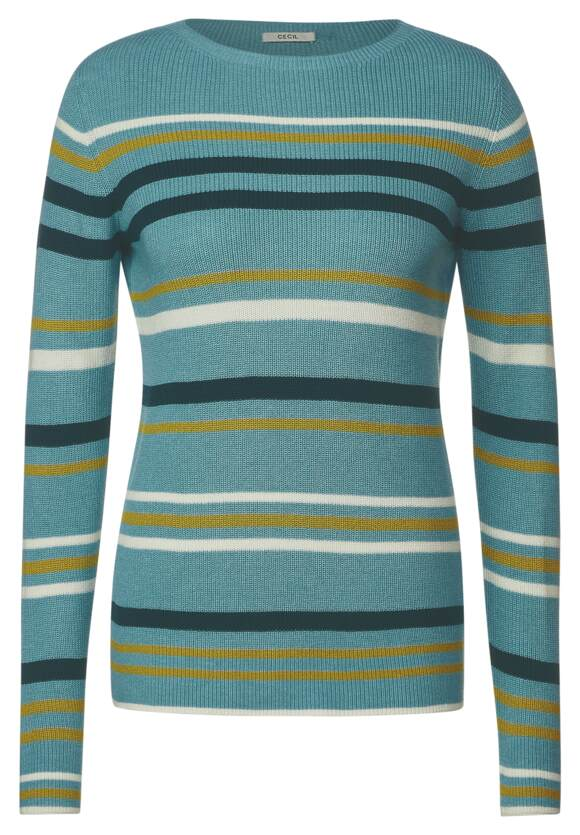 Structured Stripe Jumper - Reef Blue Melange