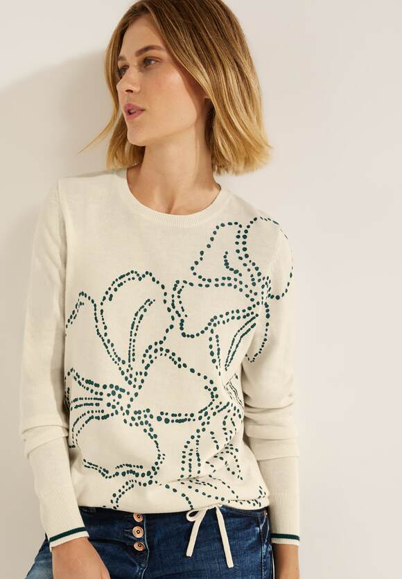 Flower Print Jumper - Raw Sand Beige