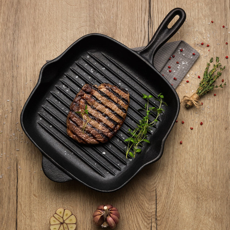 Pre-Seasoned Cast Iron 27cm Square Griddle Pan