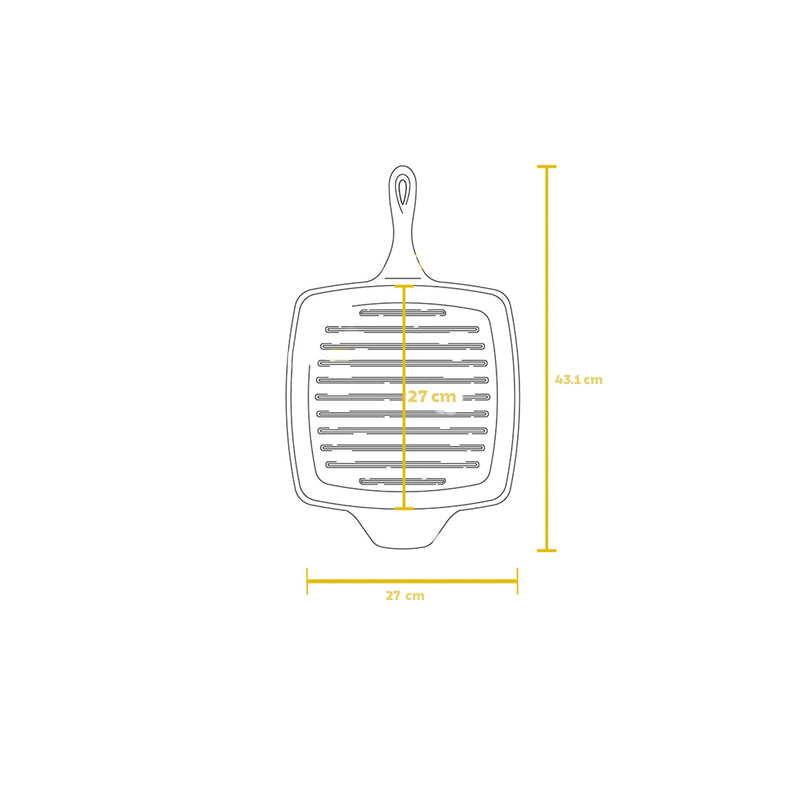 Pre-Seasoned Cast Iron 27cm Square Griddle Pan