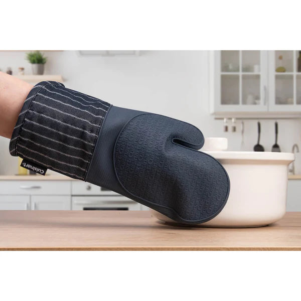 Silicone Oven Mitt - Denim Pin Stripe