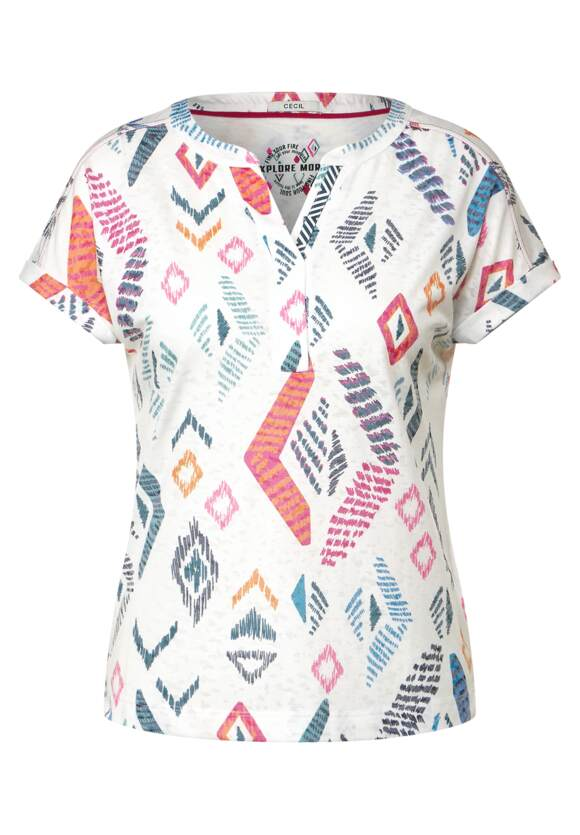 Multi Rhombus Burn Out Shirt - Vanilla White