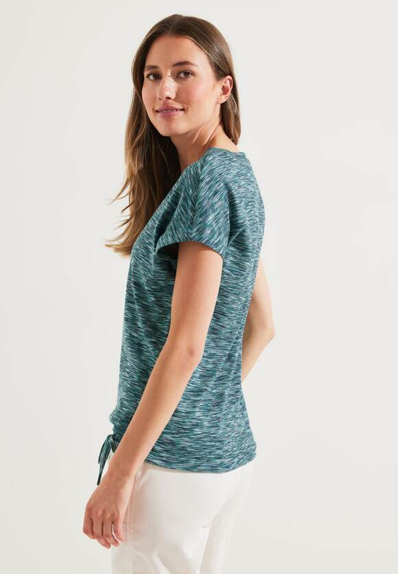 Multi Melange V-Neck Shirt - Lake Green Melange