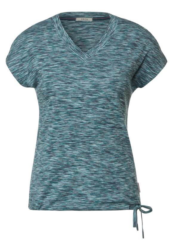 Multi Melange V-Neck Shirt - Lake Green Melange