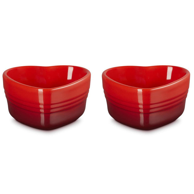 Set of 2 Heart Ramekins - Cerise