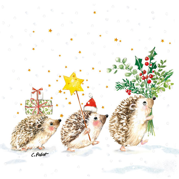 Paper Napkin 33x33  - Christmas Hedgehogs