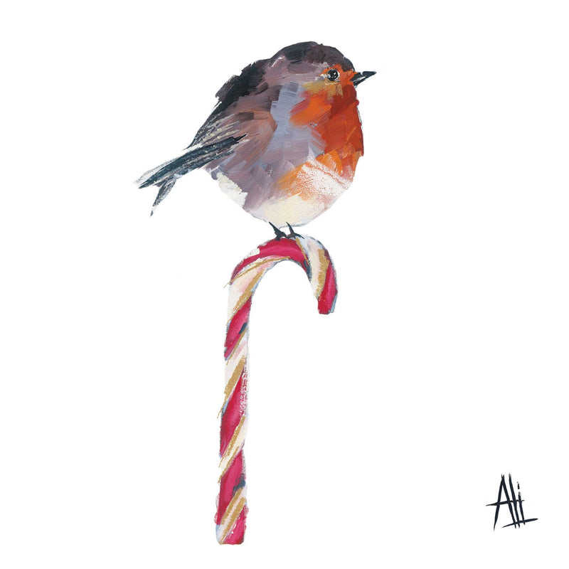 Pack of 20 Napkins - Candy Cane Robin