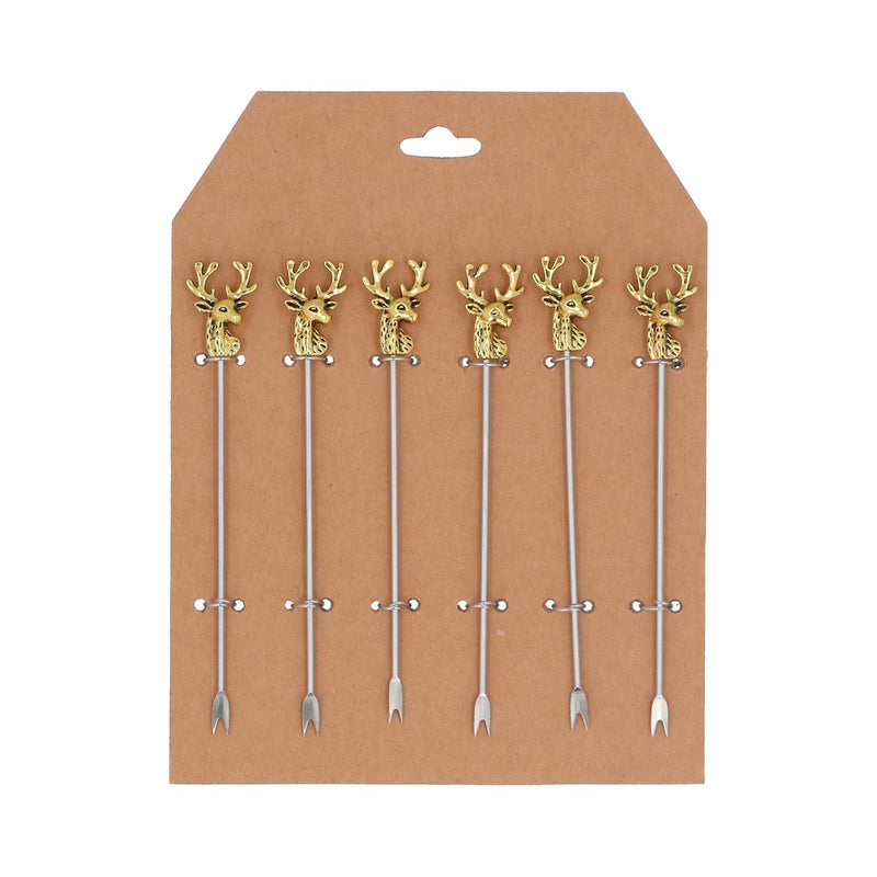 Gold Metal Stag Head Fork Pack of 6