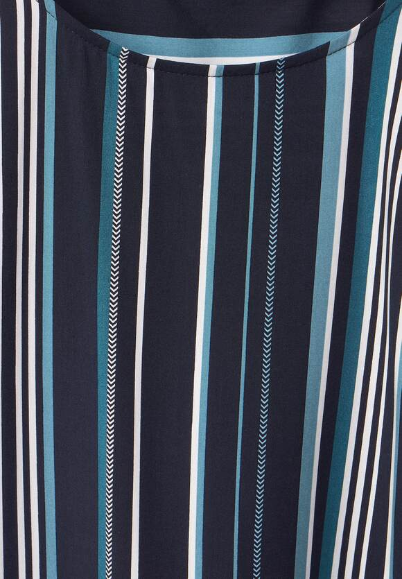 Multicolor Stripe Knot Blouse - Night Sky Blue