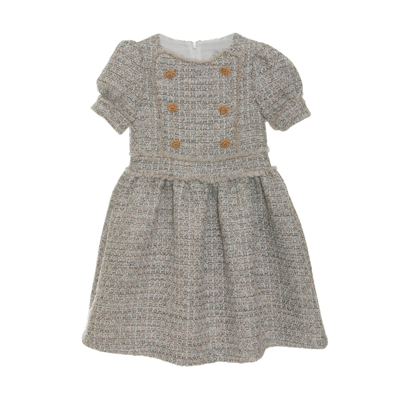 Woven Dress - Gold Tweed