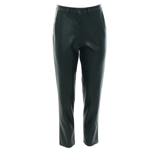 Lina Faux Leather Trouser - Dark Green