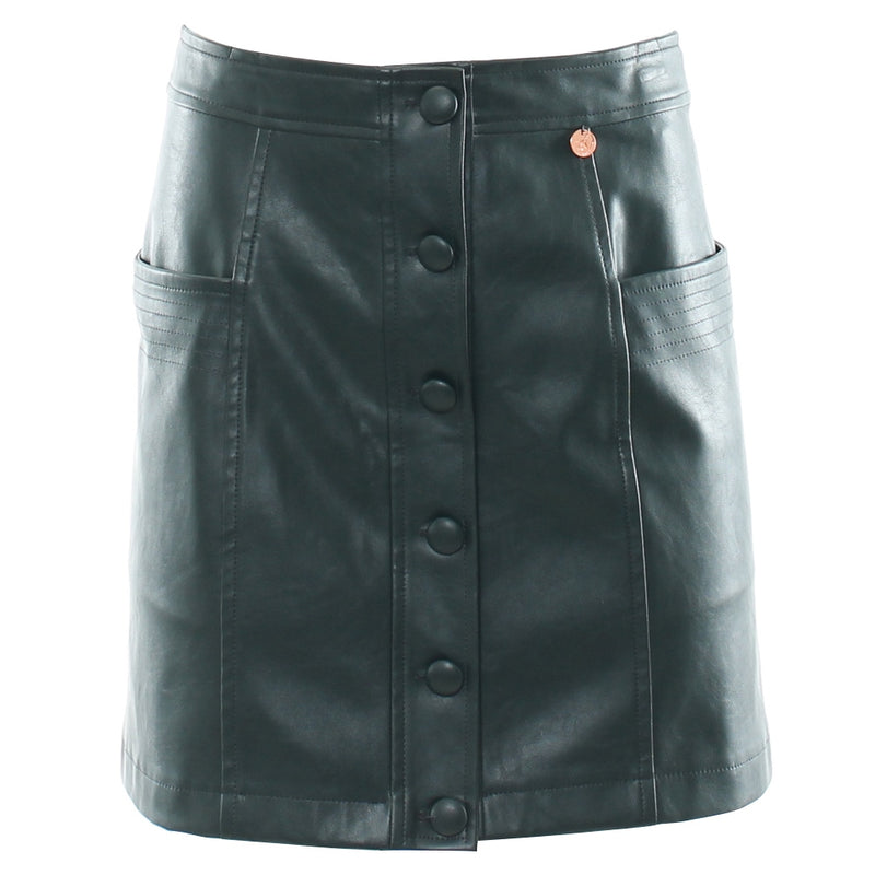 Helia Leather Skirt - Green