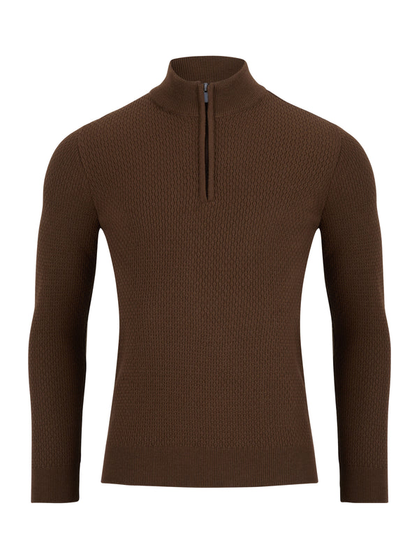 Half Zip Jumper - Brown