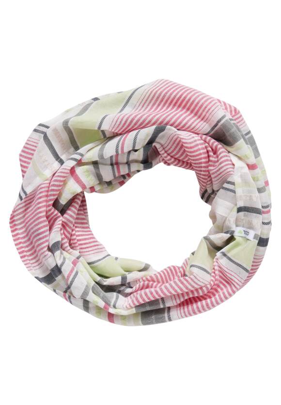 Woven Stripe Loop Scarf - Vanilla White