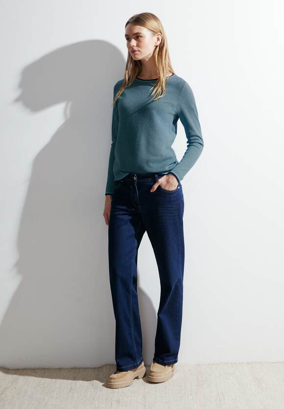 Two Tone Structured Jumper - Stillwater Blue