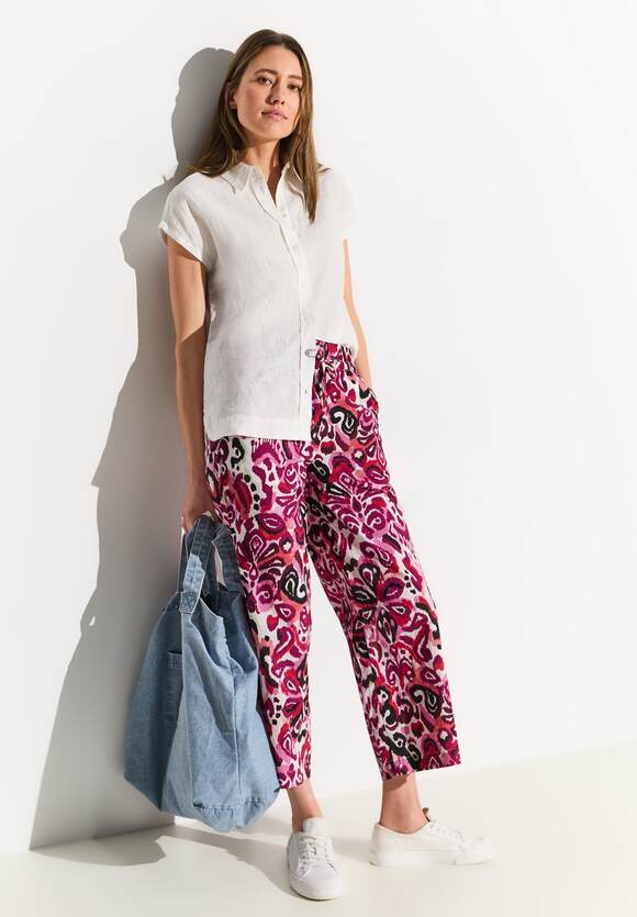 Neele Light Cotton AOP Trousers - Bloomy Pink