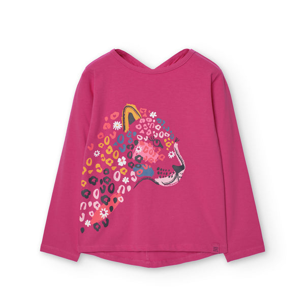 Front Print Long Sleeve T-Shirt - Magenta