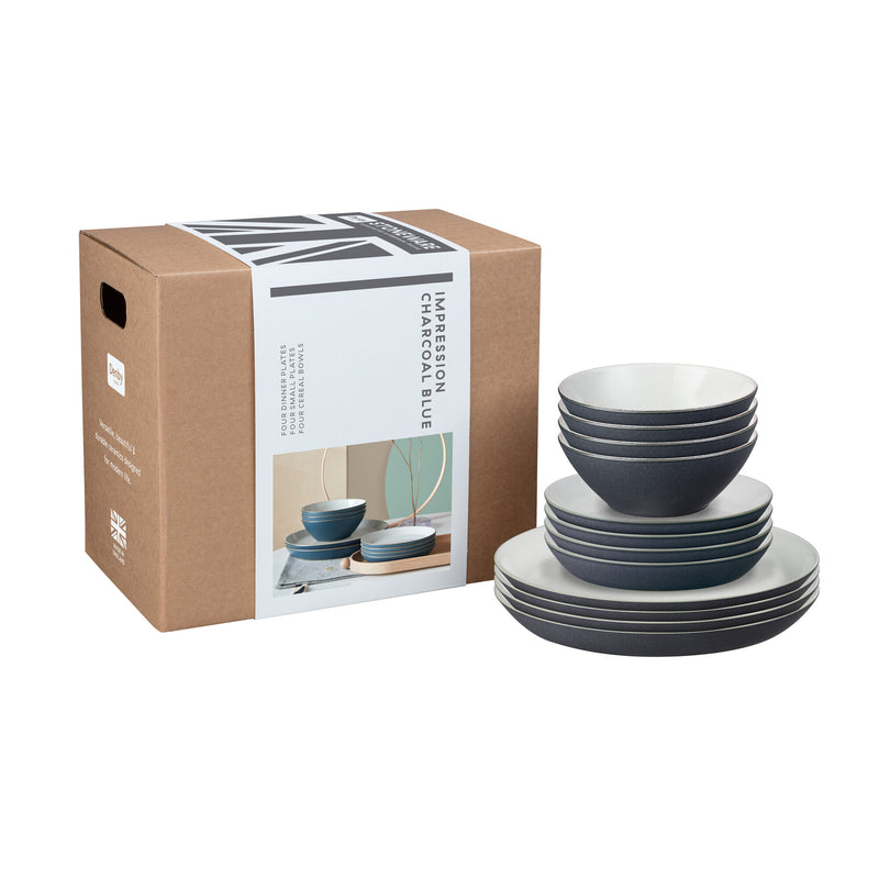 Impression Charcoal Blue 12 Piece Tableware Set