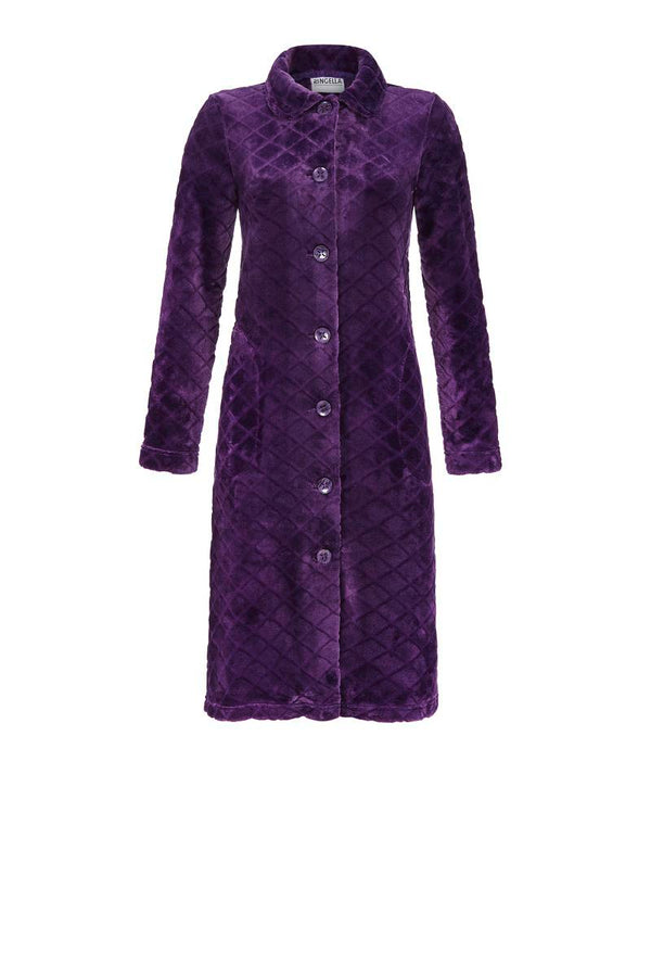 Fluffy Coat Dressing Gown - Plum