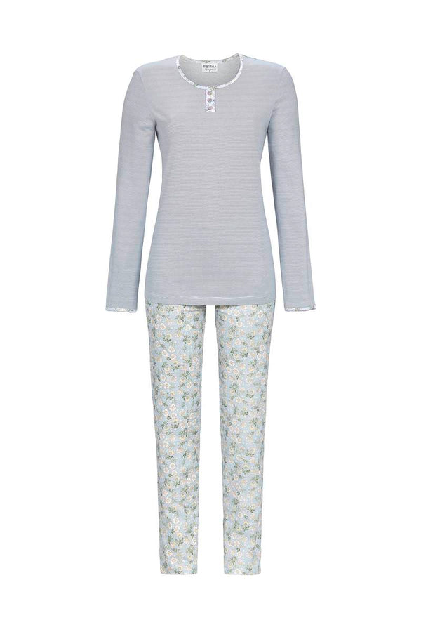 Pyjamas With Decorative Button - Stone Wash