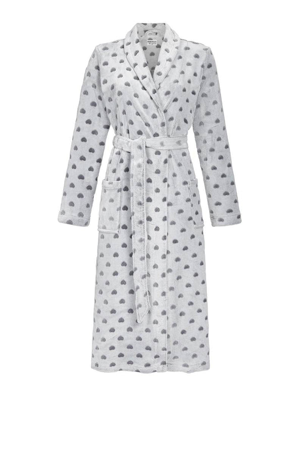 Heart Design Dressing Gown - Silver Grey