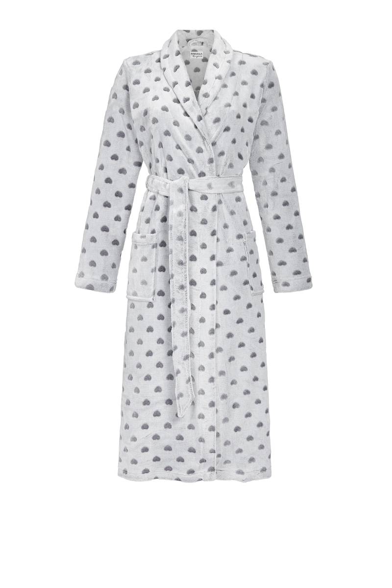 Heart Design Dressing Gown - Silver Grey