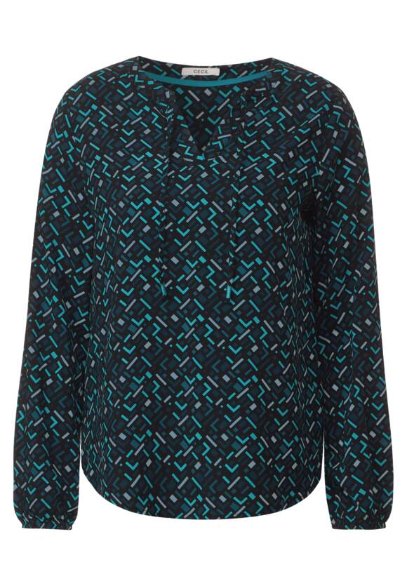 Minimal Print Blouse - Petrol Blue