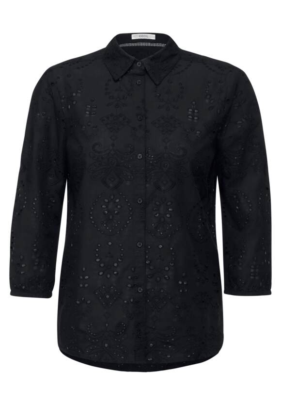 Solid Embroidery Blouse - Black