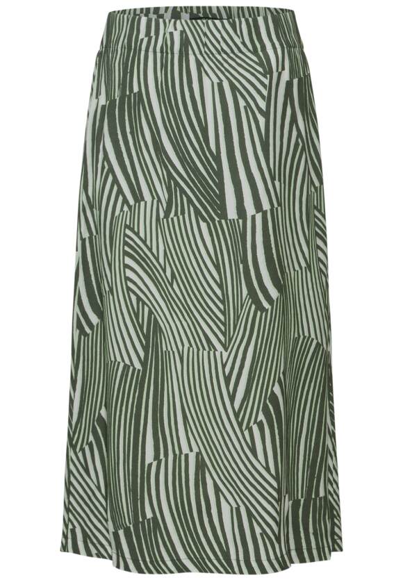 Crepe AOP Midi Skirt - Cool Khaki